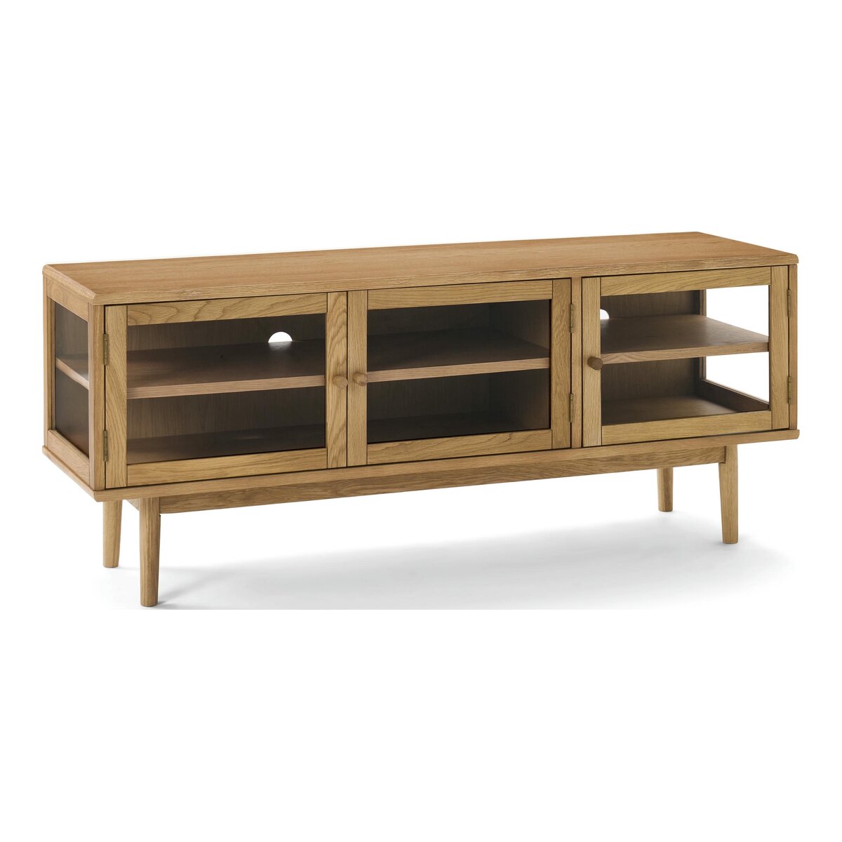 TV-Board Gobens Eiche Natur 137 cm - TV-Möbel mit Glastüren, FSC-zertifiziert