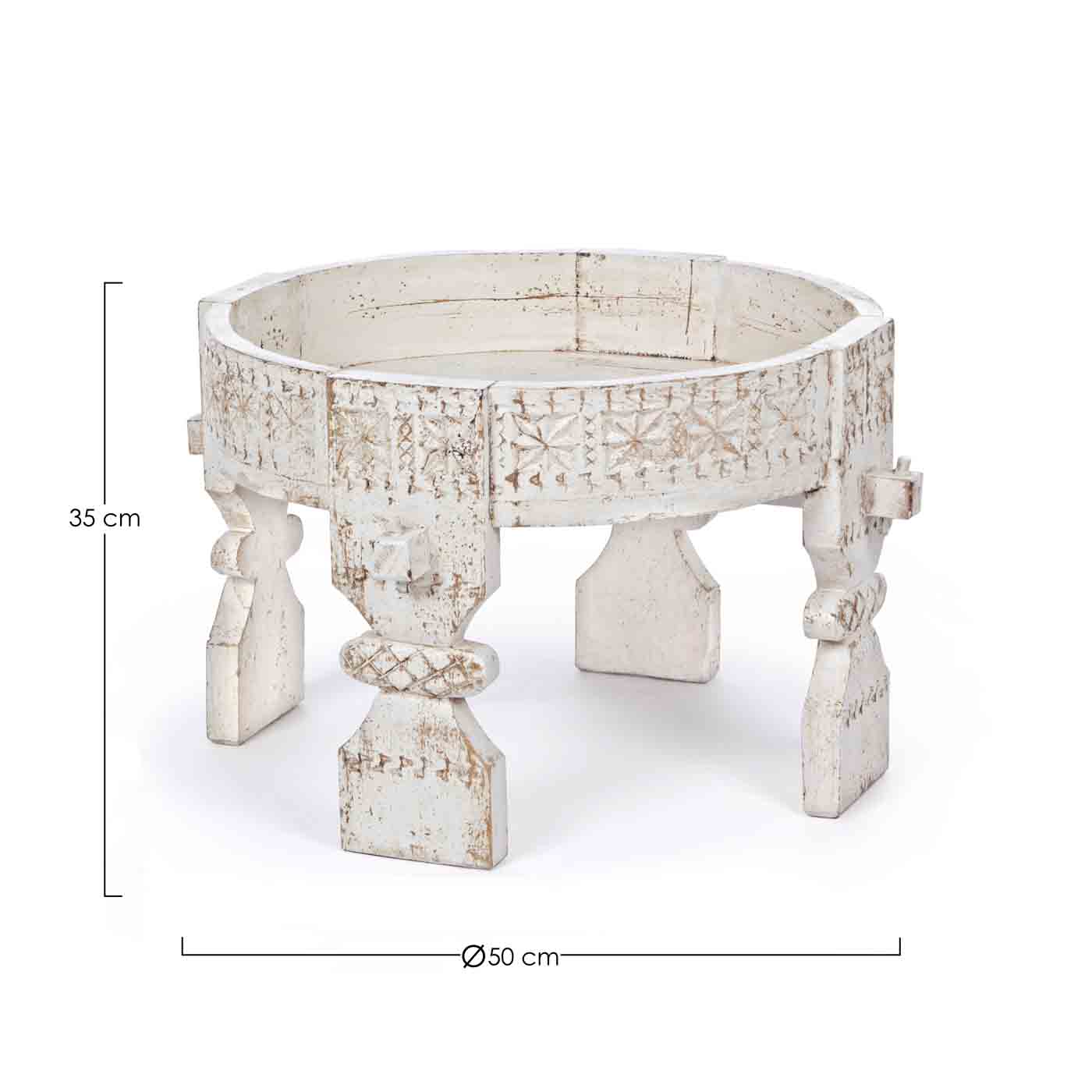 Das Skandinavische Design des Beistelltisches Yasir überzeugt. Gefertigt wurde der Tisch aus Mangoholz und hat per Hand eine Feinbearbeitung erhalten. Der Tisch ist in einem weißen Farbton.