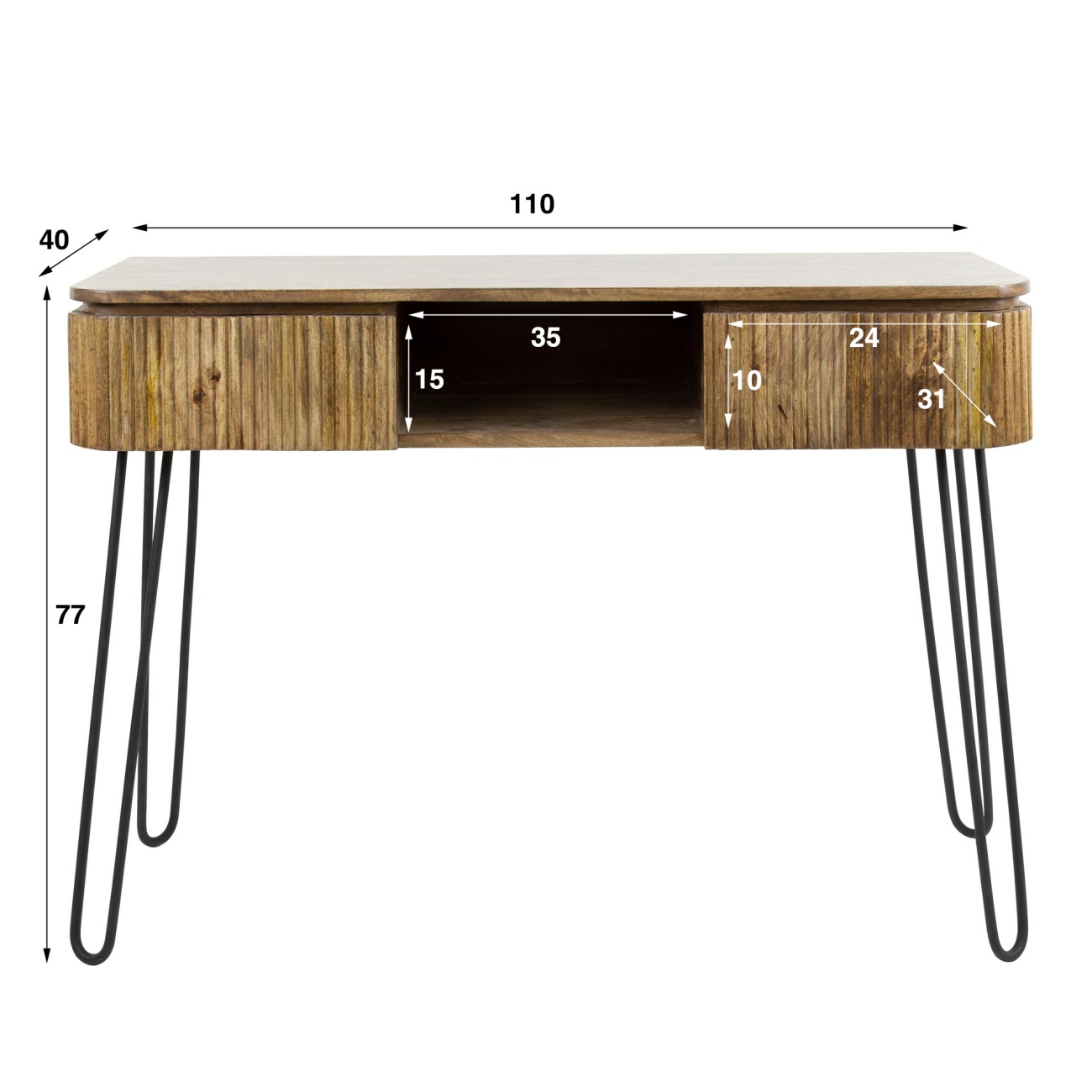 Konsole / Schminktisch Vagula - Mangolholz Natur, 110 cm