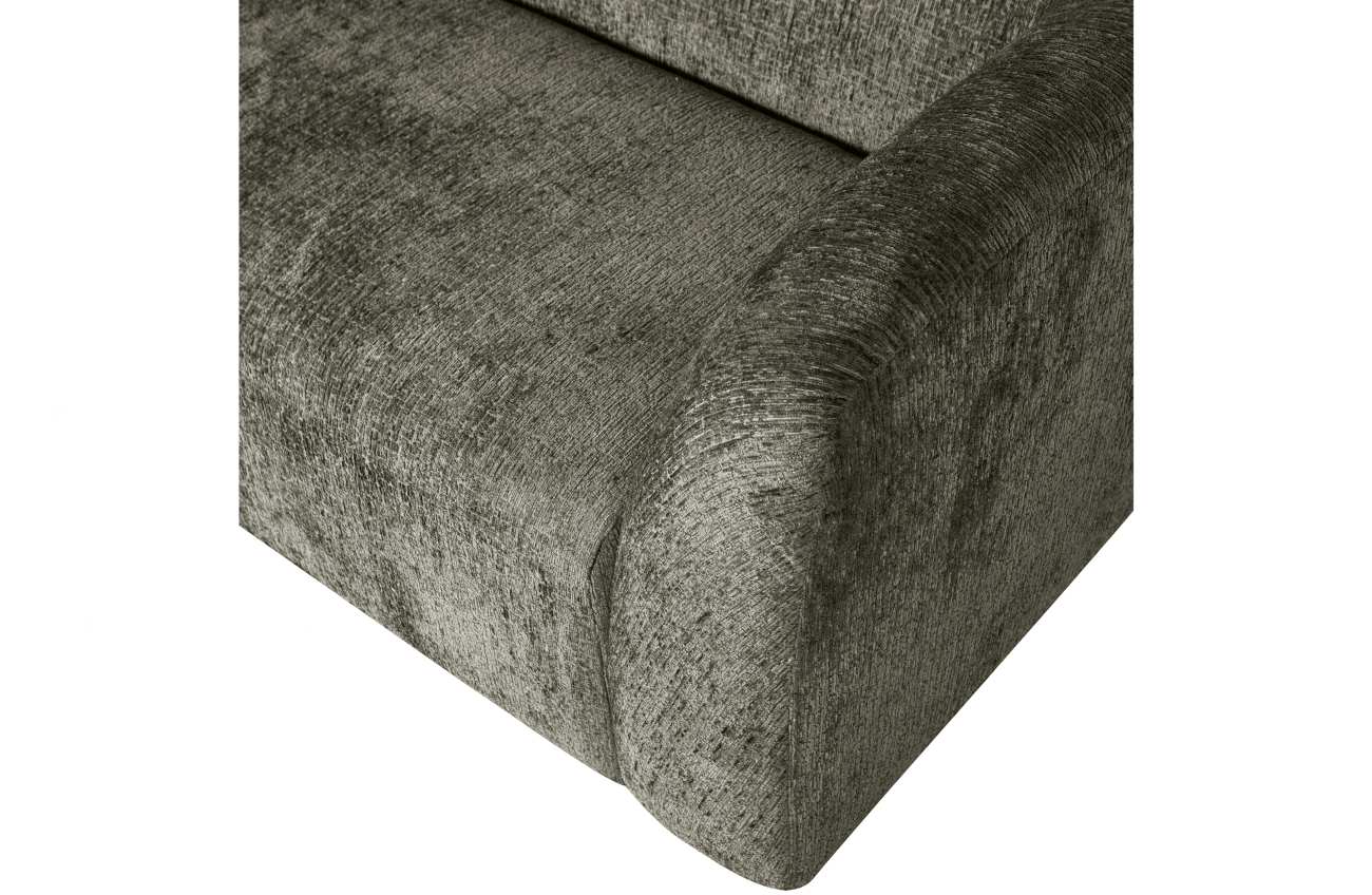 Das Sofa Sloping überzeugt mit seinem modernen Stil. Gefertigt wurde es aus Struktursamt, welches einen graugrünen Farbton besitzt. Das Gestell ist aus Kunststoff und hat eine schwarze Farbe. Das Sofa besitzt eine Breite von 240 cm.