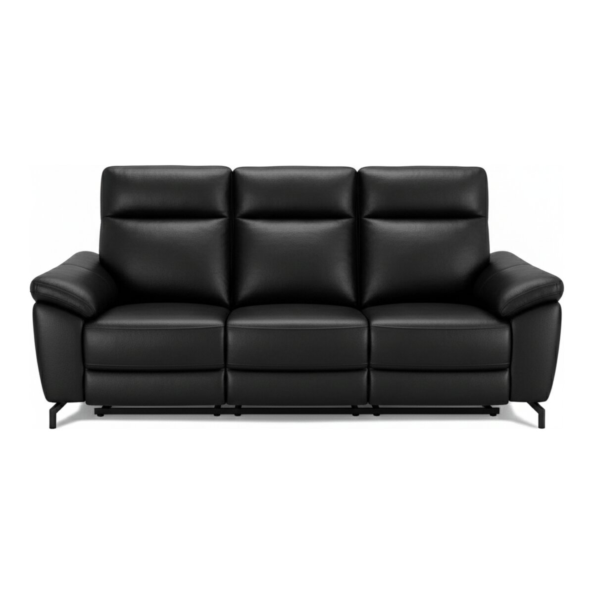 3-Sitzer Relaxsofa Astella Leder Schwarz - Elektrisches Sofa mit Liegefunktion & USB