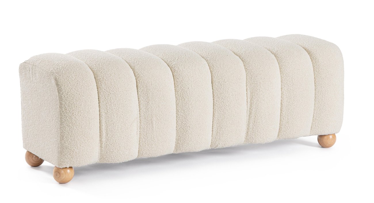 Bank Zora aus Boucle 120 cm, Weiß Bank Zora aus Boucle 120 cm, Weiß