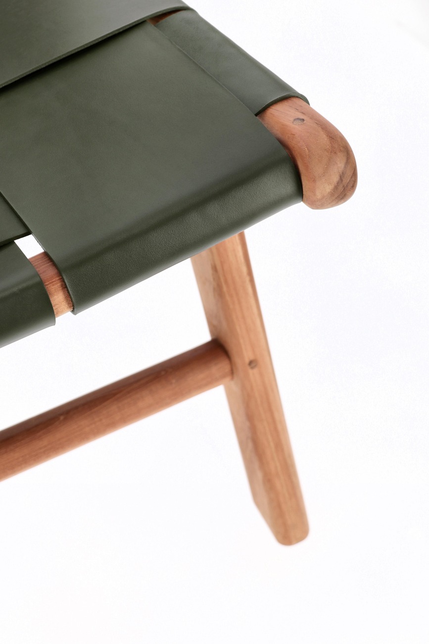 Sessel Joanna aus Teakholz, Grün