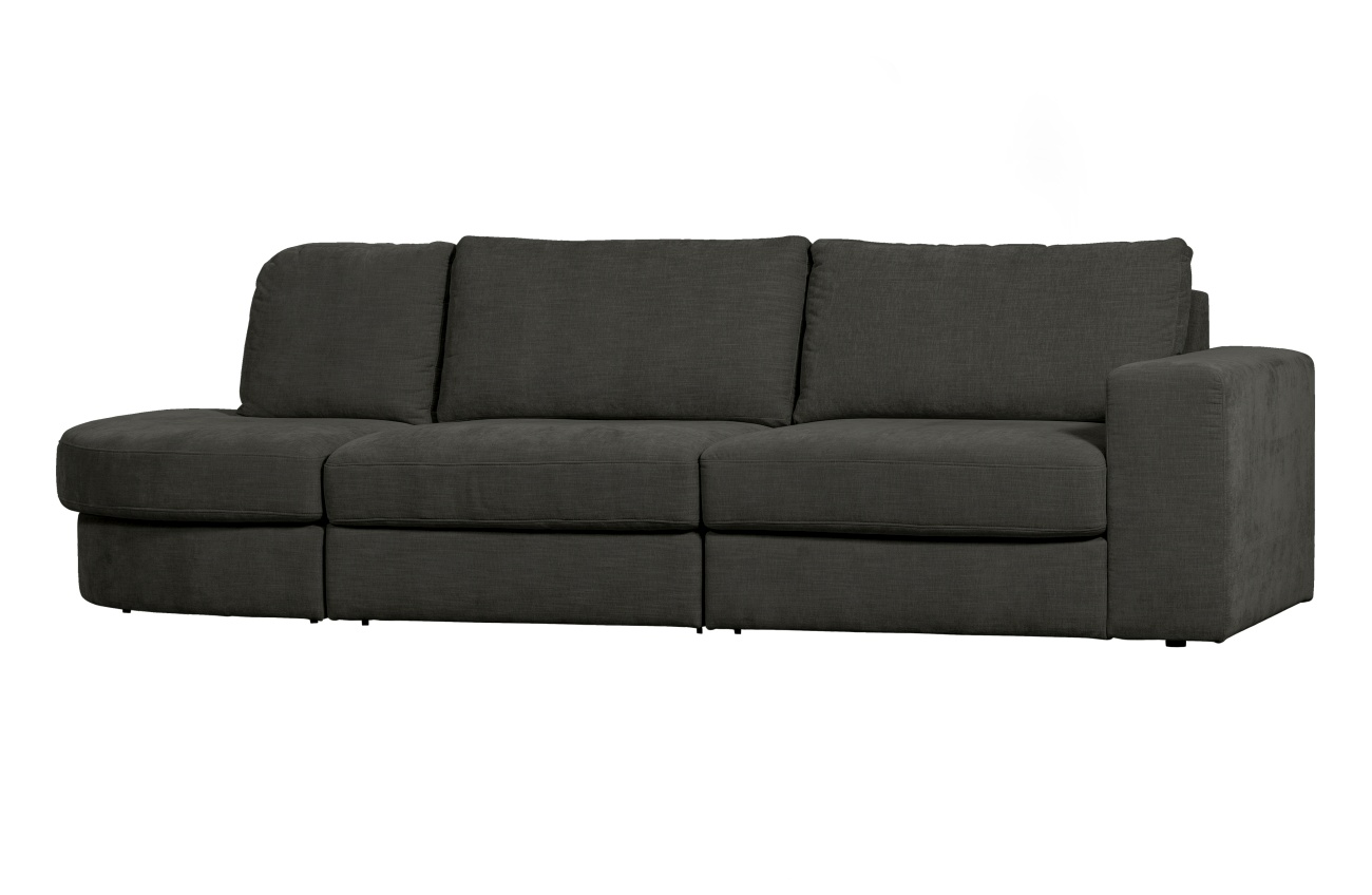 Das Sofa Family überzeugt mit seinem modernen Design. Gefertigt wurde es aus Webstoff, welches einen Anthrazit Farbton besitzt. Das Gestell ist aus Holz und hat eine schwarze Farbe. Das Sofa besitzt eine Sitzhöhe von 44 cm.