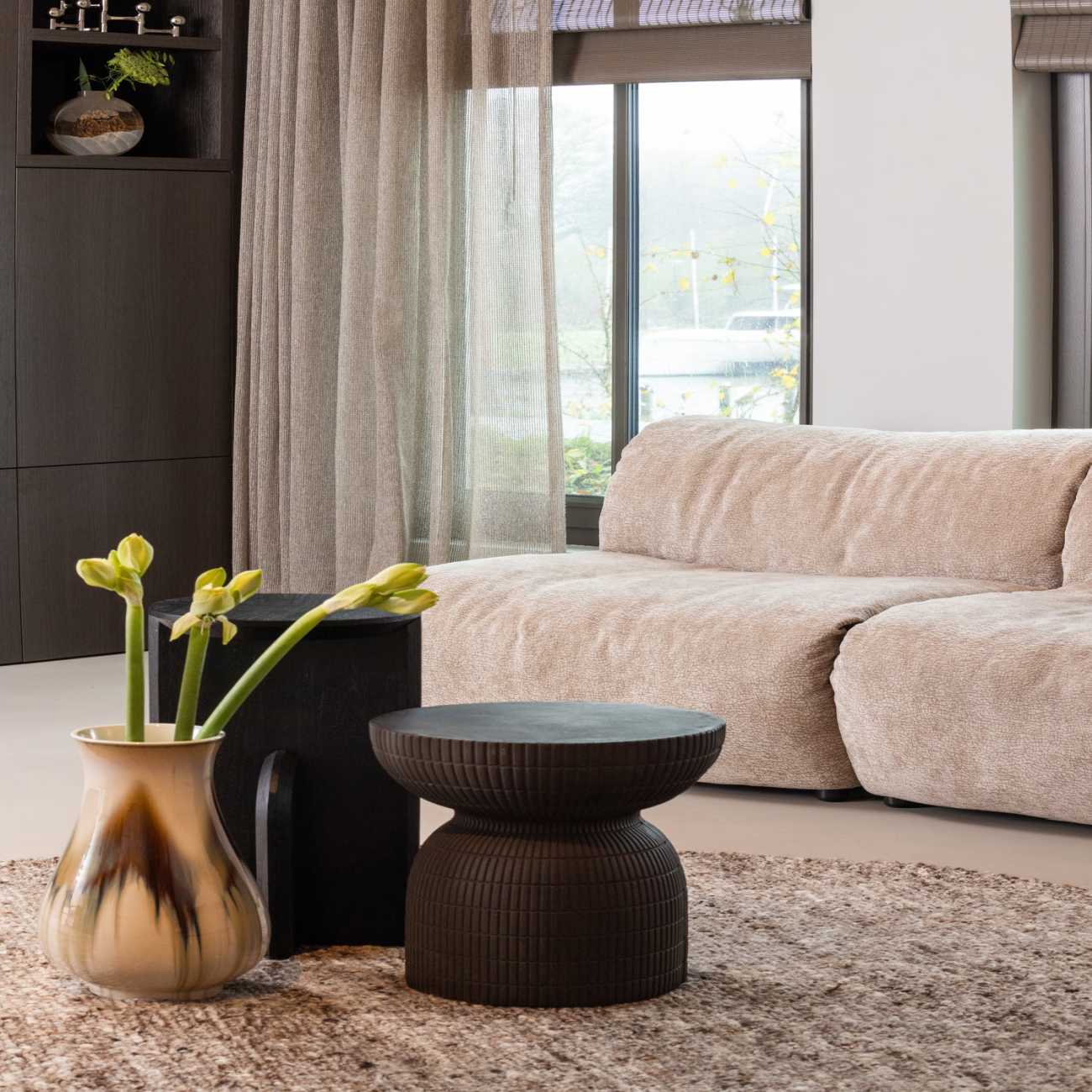 Sessel Baggy aus 3D-Chenille-Stoff, Sand