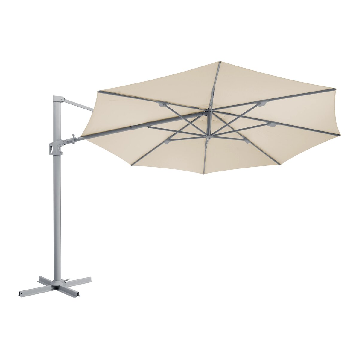 Ampelschirm Vinovo - Aluminium, Neigbar, Ø 350 cm, Khaki