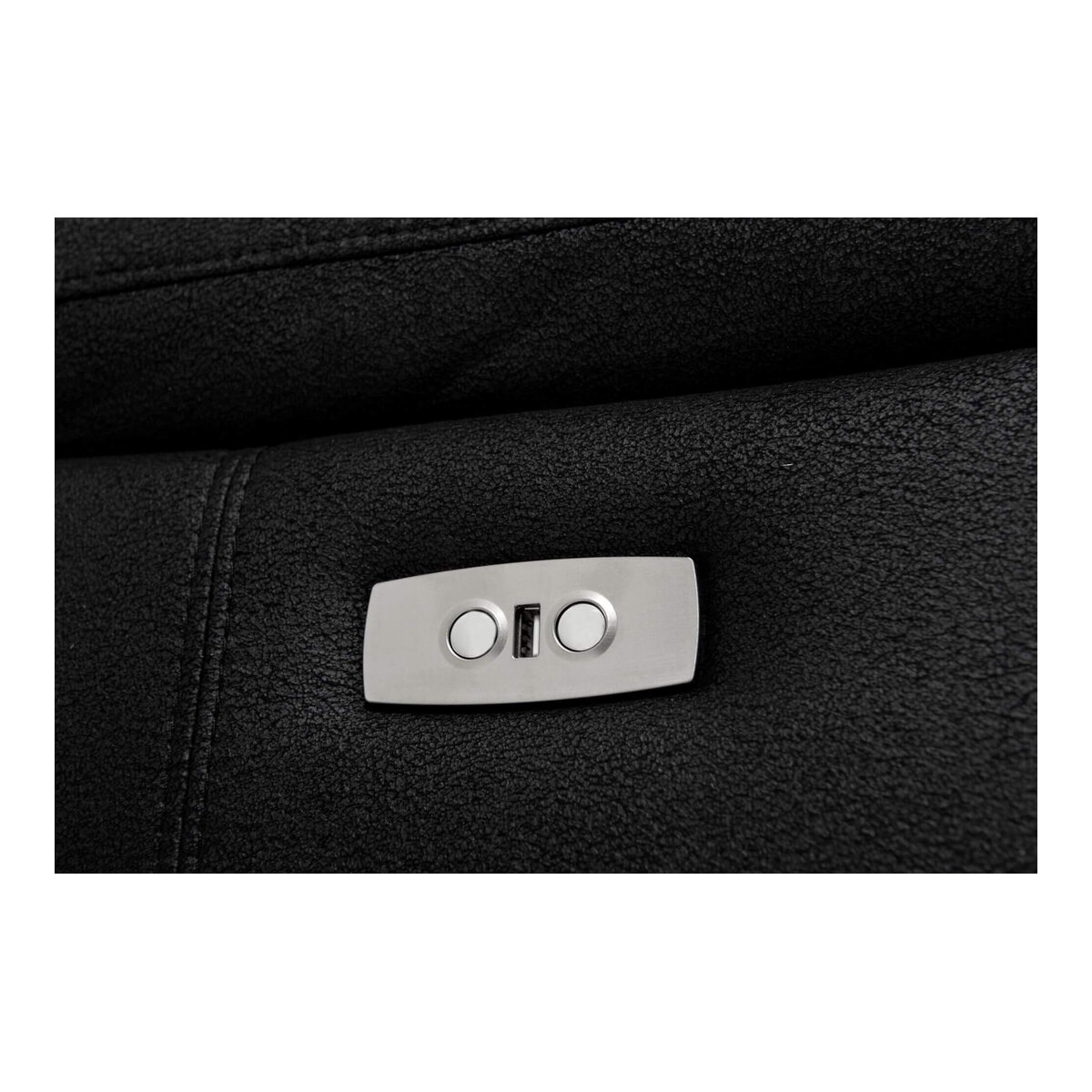 3-Sitzer Relaxsofa Astella Stoff Schwarz - Elektrisches Sofa mit Liegefunktion & USB