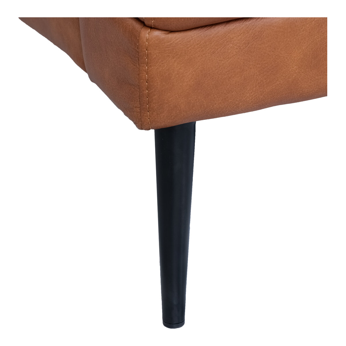 Ecksofa Luso Cognac Echtleder - Rechte Recamiere, Taschenfederkern & Metallfüßen