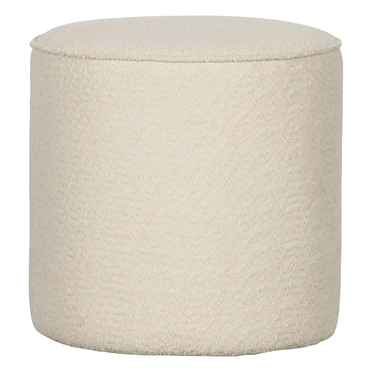 Hocker Sara - Bouclé-Stoff Creme, Ø 46 cm