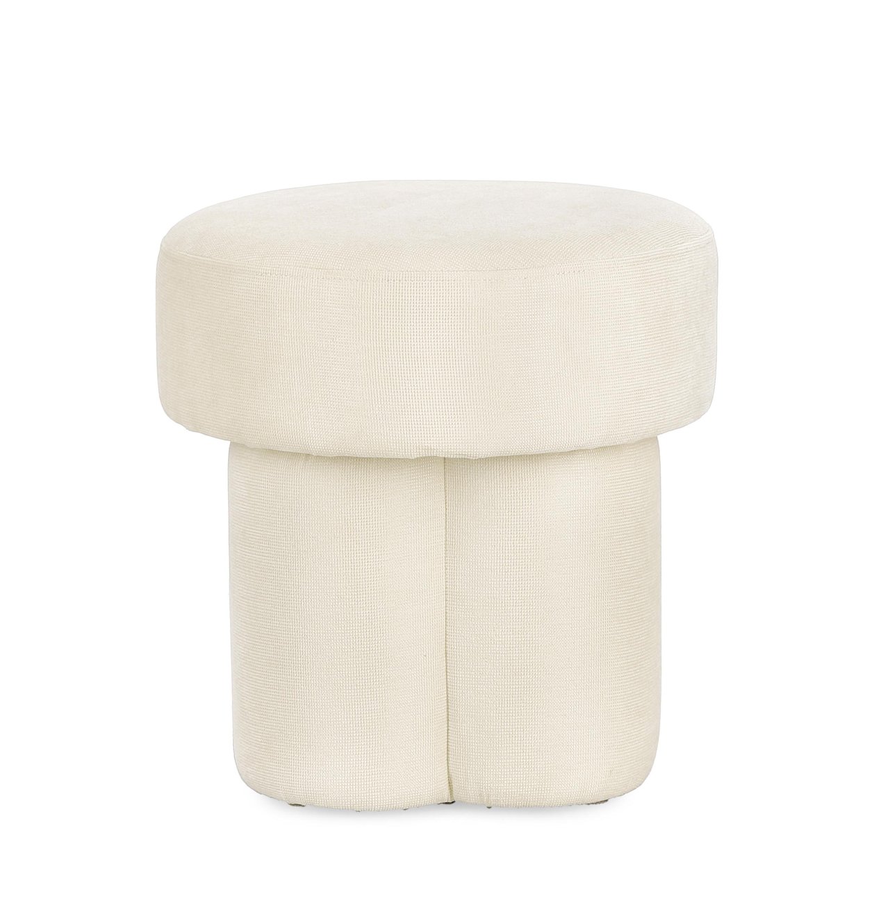 Hocker Glenda aus Stoff, Creme-Weiß