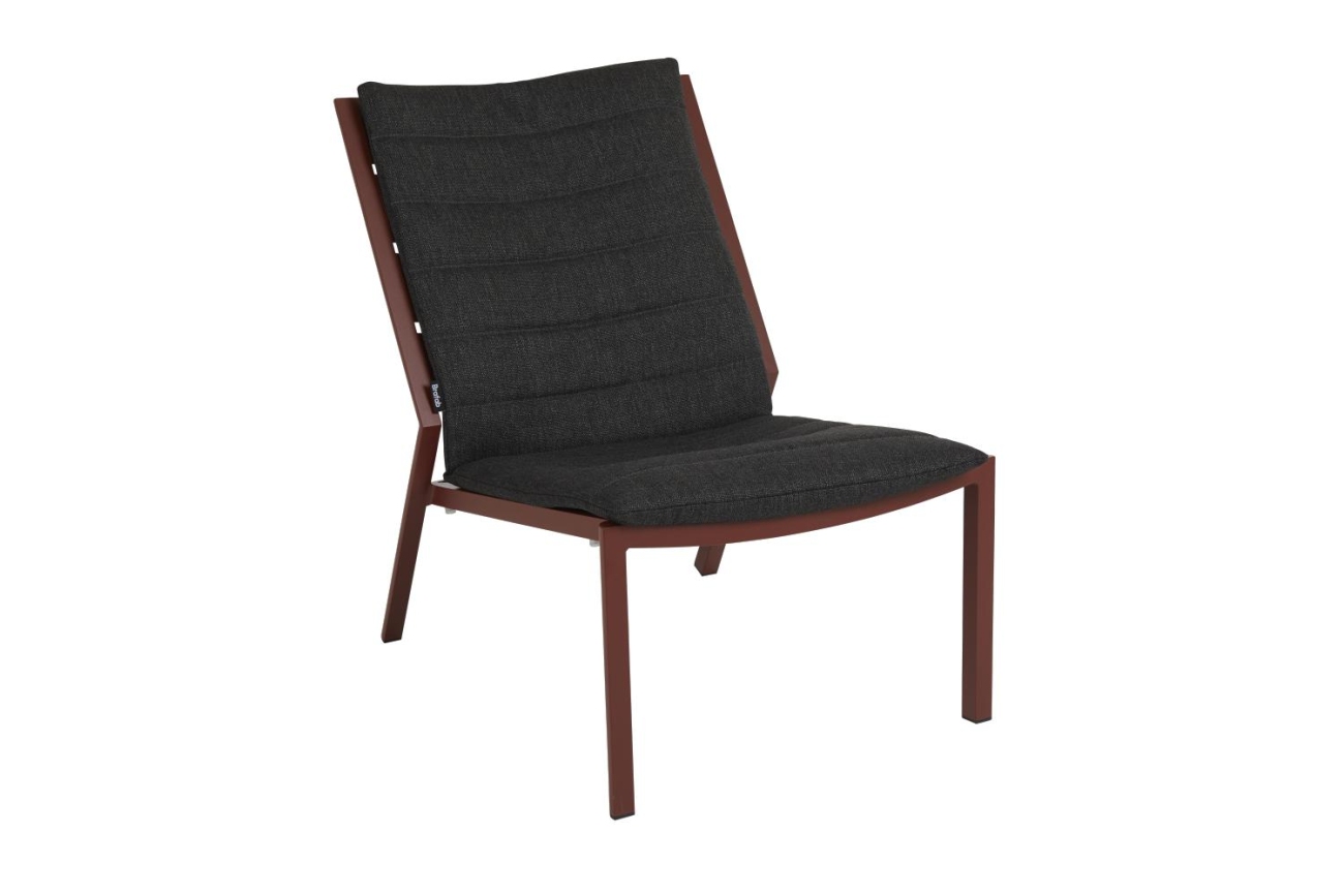 Der Gartensessel Delia überzeugt mit seinem modernen Design. Gefertigt wurde er aus Metall, welches einen roten Farbton besitzt. Das Gestell ist auch aus Metall und hat eine rote Farbe. Die Sitzhöhe des Sessels beträgt 35 cm.