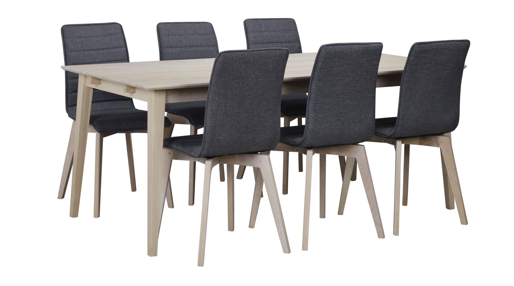 Machen Sie Ihr Zuhause komplett mit Esstisch Filippa Rechteckig 180x90cm, Eiche Weiß pigmentiert.