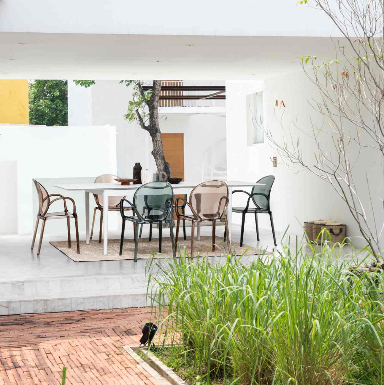 Gartenstuhl Camilla 4er-Set mit Armlehne, Coffee