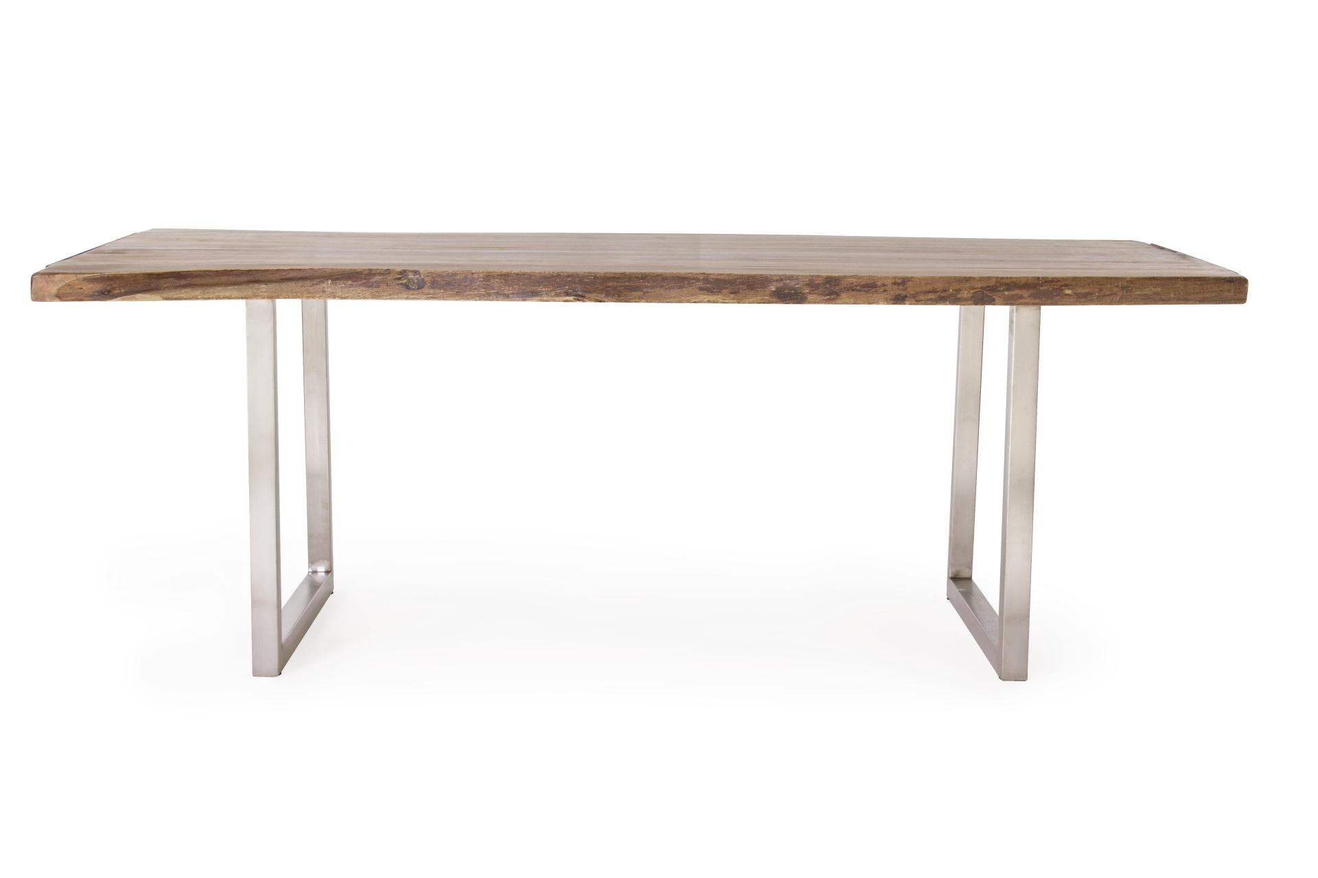 Der Esstisch Osbert überzeugt mit seinem moderndem Design. Gefertigt wurde er aus Akazienholz, welches einen natürlichen Farbton besitzt. Das Gestell des Tisches ist aus Metall und ist in eine silberne Farbe. Der Tisch besitzt eine Breite von 220 cm.