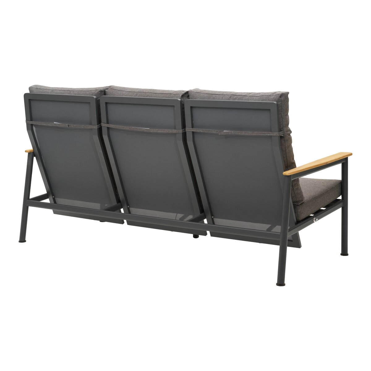 Gartensofa Gordon 3-Sitzer, Aluminium & Outdoor-Stoff, Verstellbar, Anthrazit