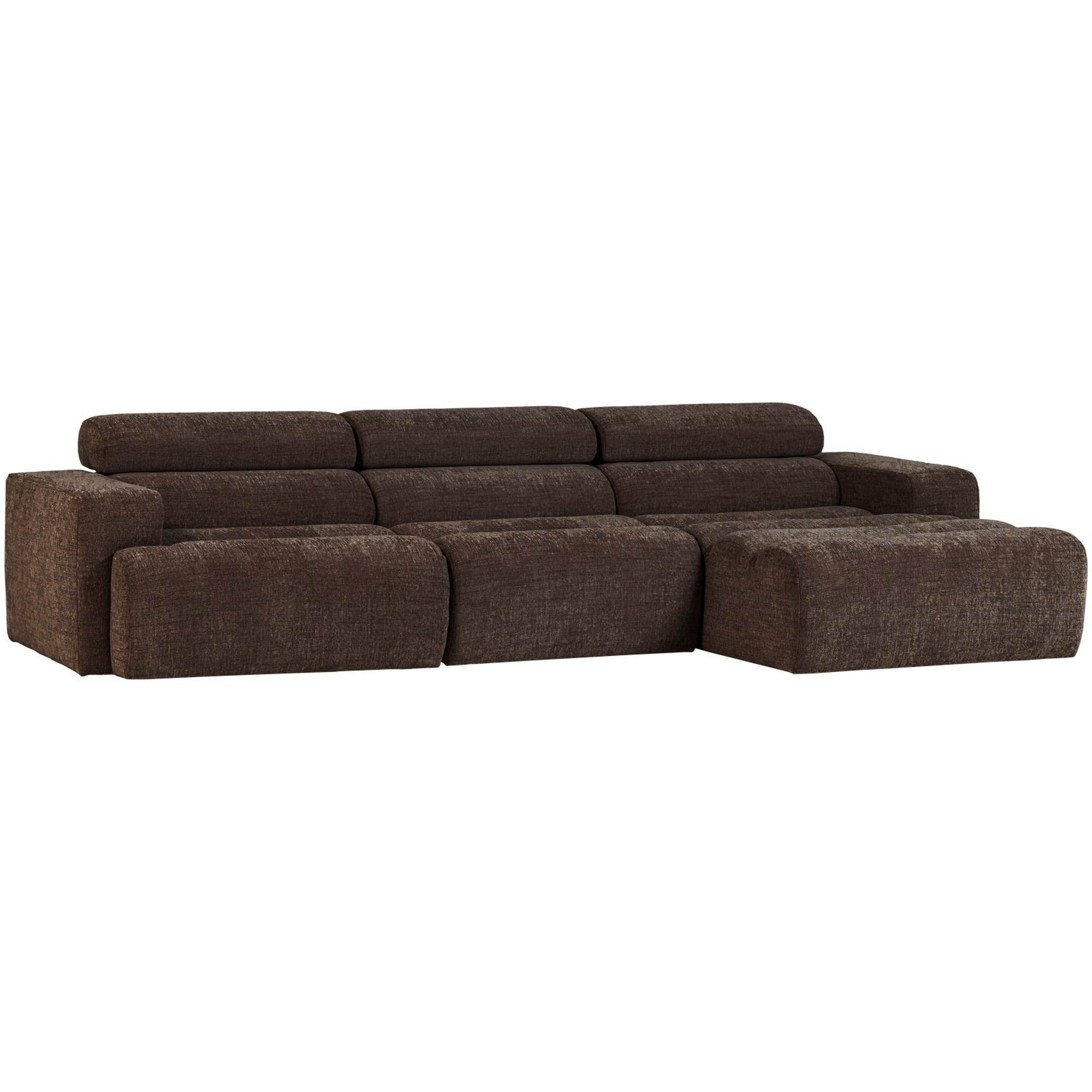 Ecksofa Novi Melange Dunkelbraun - Chaiselongue mit verstellbarer Nackenstütze, Rechts
