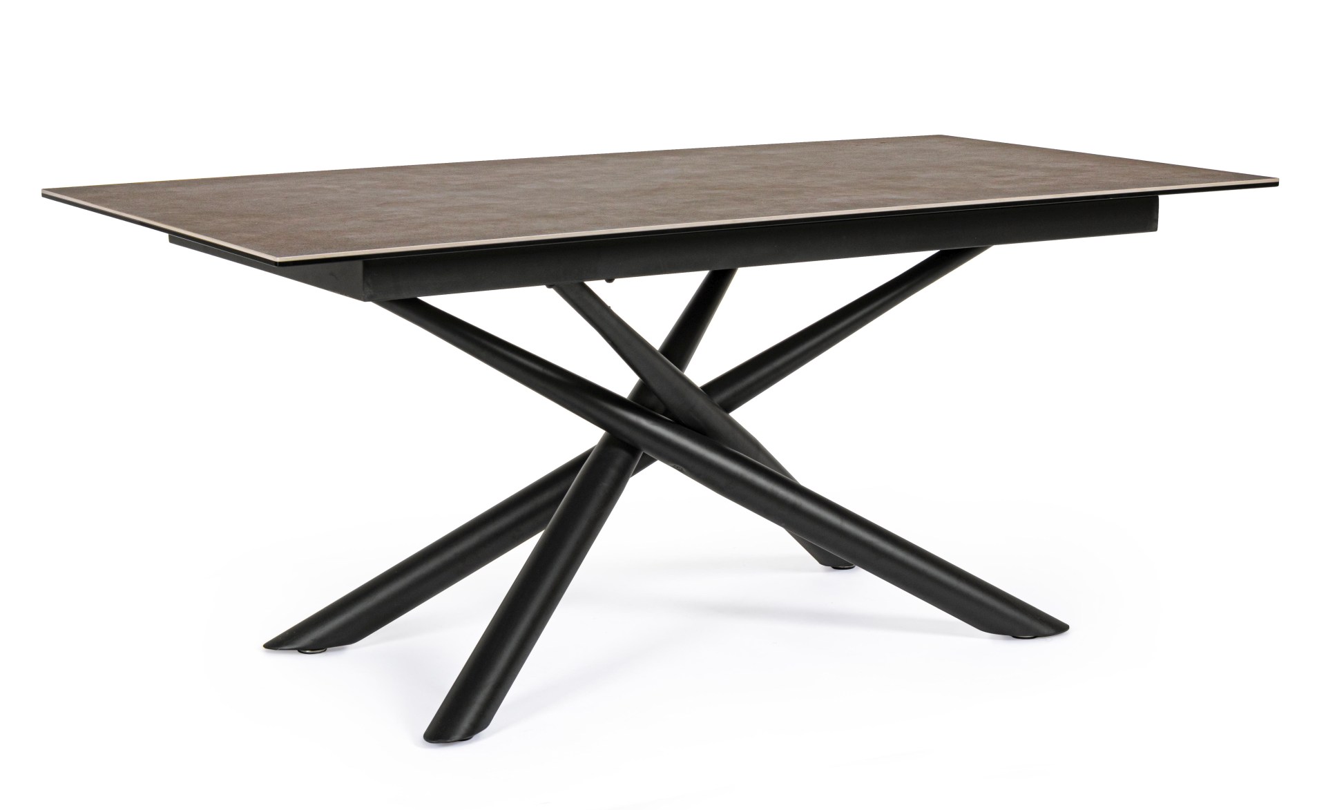 Der Esstisch Seyfert überzeugt mit seinem moderndem Design. Gefertigt wurde er aus Keramik, welches einen braunen Farbton besitzt. Das Gestell des Tisches ist aus Metall und ist in eine schwarze Farbe. Der Tisch besitzt eine Breite von 180 cm.