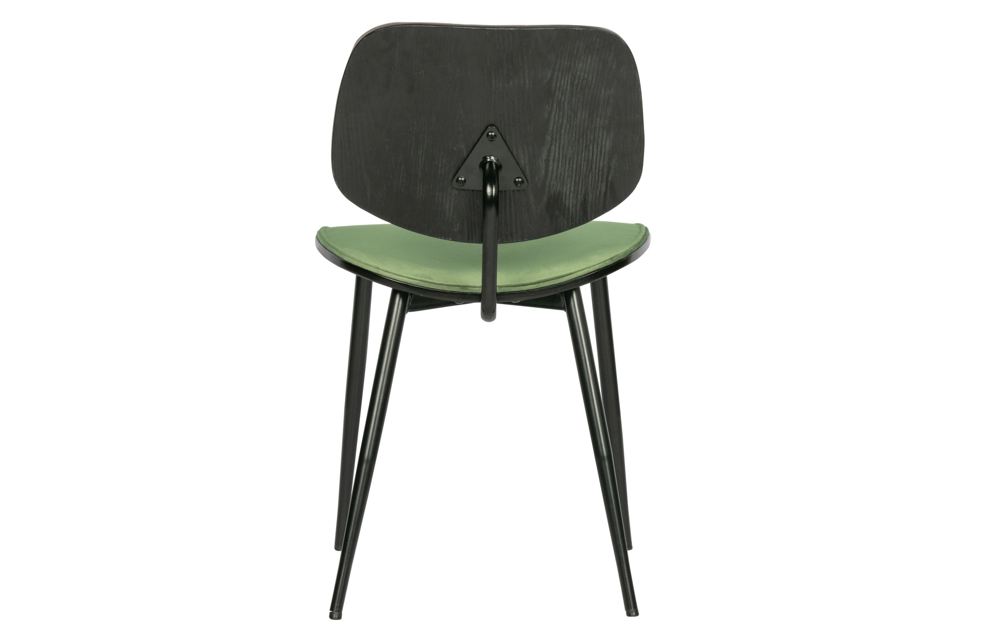 Der Esszimmerstuhl Jackie überzeugt mit seinem modernen Design. Gefertigt wurde er aus Samt, welches einen grünen Farbton besitzt. Das Gestell ist aus Metall und hat eine schwarze Farbe. Der Stuhl verfügt über eine Sitzhöhe von 47 cm.