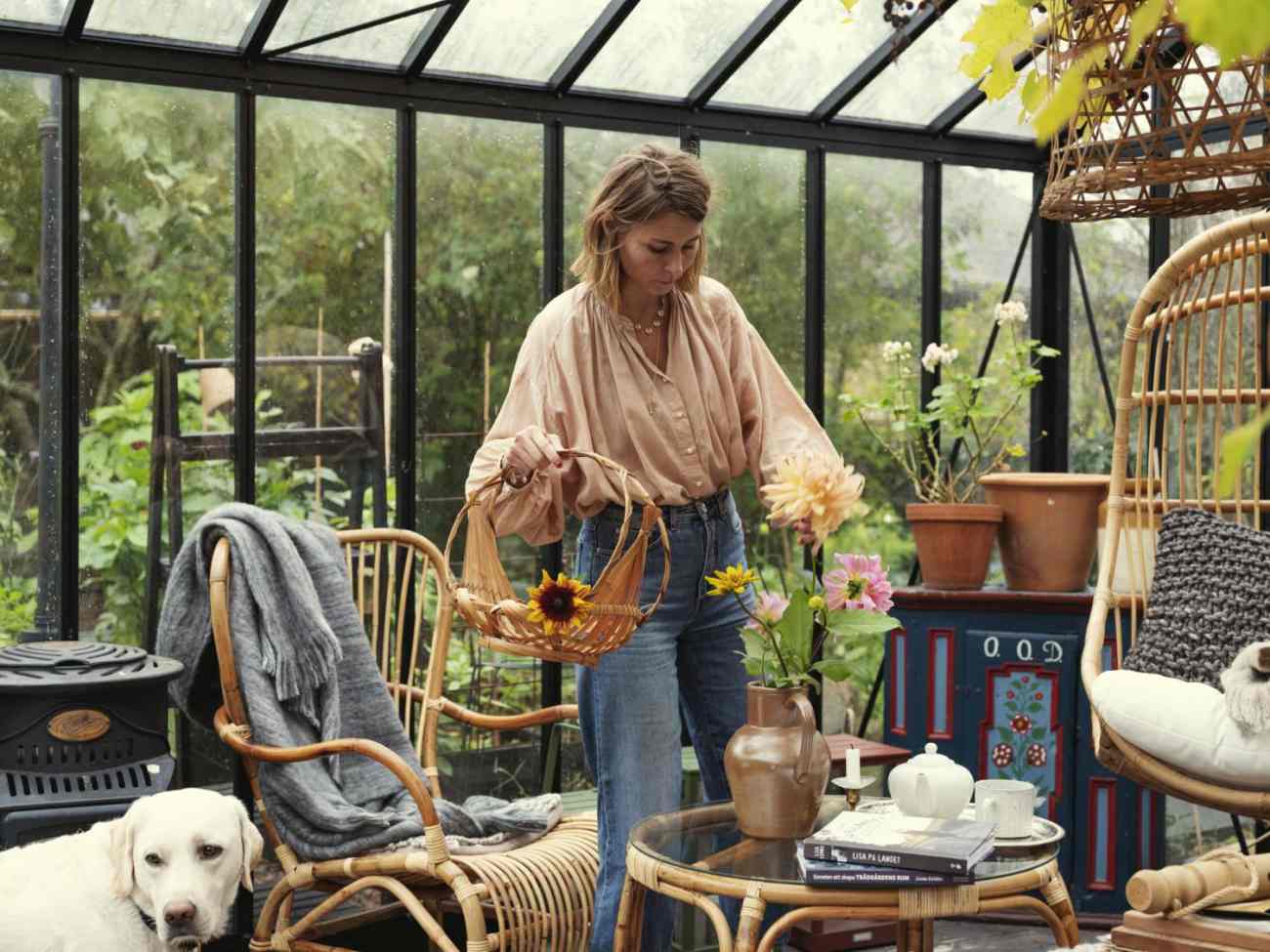 Gartenstuhl Vallda mit Armlehne, Natur