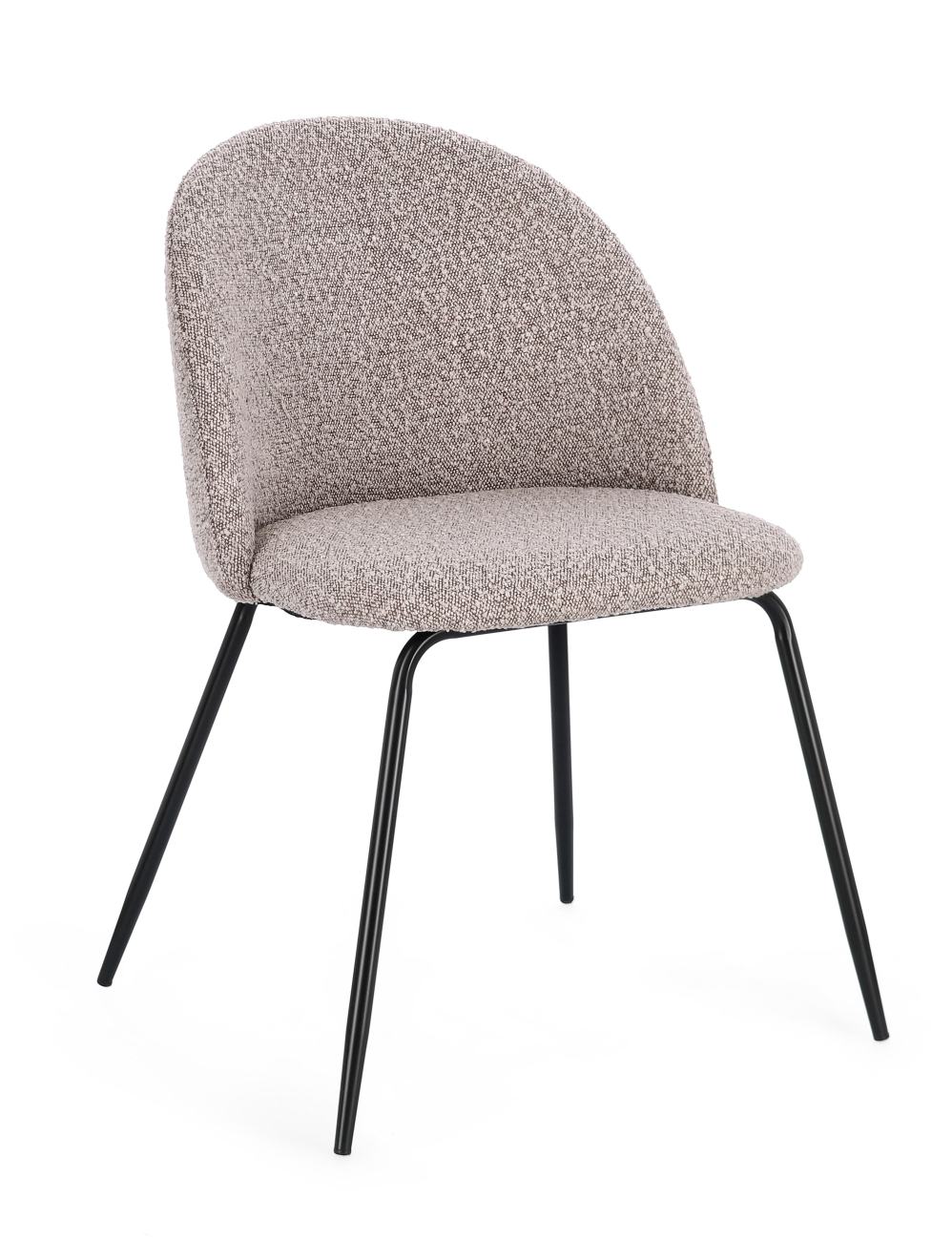 Esszimmerstuhl Tanya 4er-Set aus Boucle, Nerz / Schwarz Esszimmerstuhl Tanya 4er-Set aus Boucle, Nerz / Schwarz