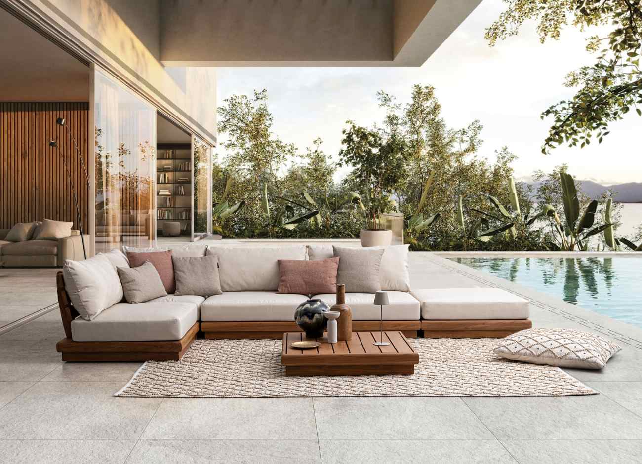 Gartenmodulsofa Delgada aus Teakholz, Sessel-Element