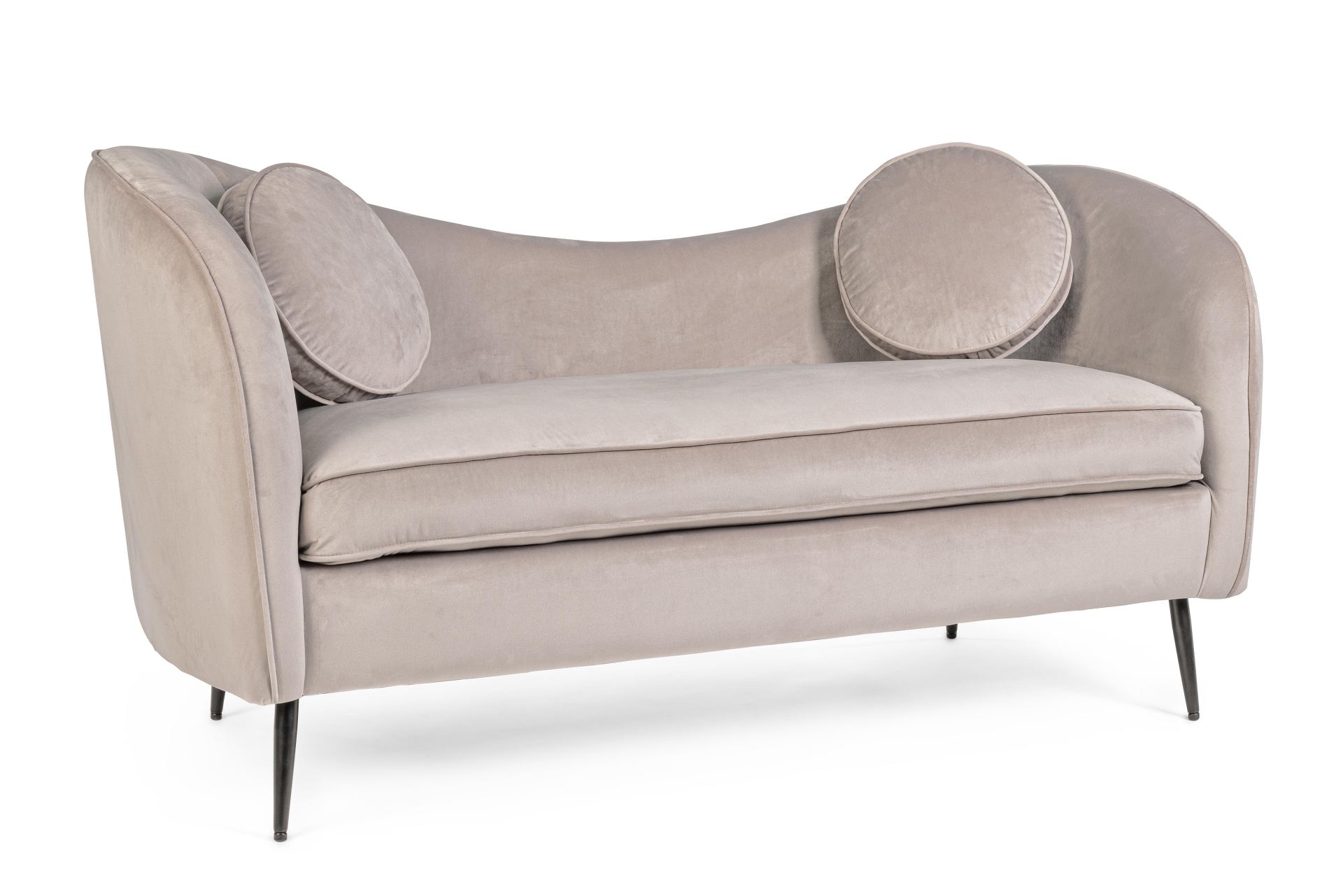 2-Sitzer Sofa Candis in Samt-Optik, Hellgrau 2-Sitzer Sofa Candis in Samt-Optik, Hellgrau