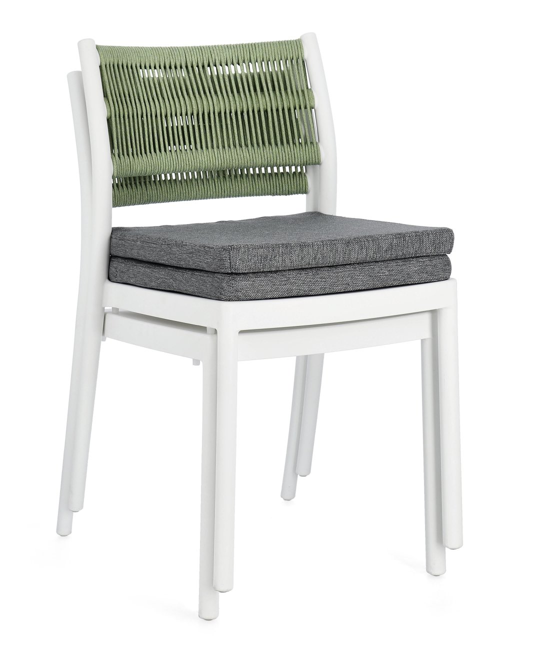 Gartenstuhl Alvin aus Metall, Weiß / Grün