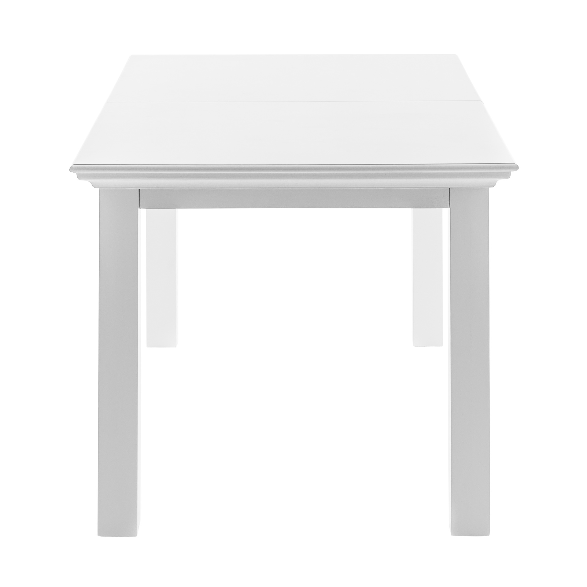 Der Esstisch Halifax überzeugt mit seinem Landhaus Stil. Gefertigt wurde er aus Mahagoni Holz, welches einen weißen Farbton besitzt. Der Tisch ist ausziehbar von einer Breite von 160 cm auf 200 cm.
