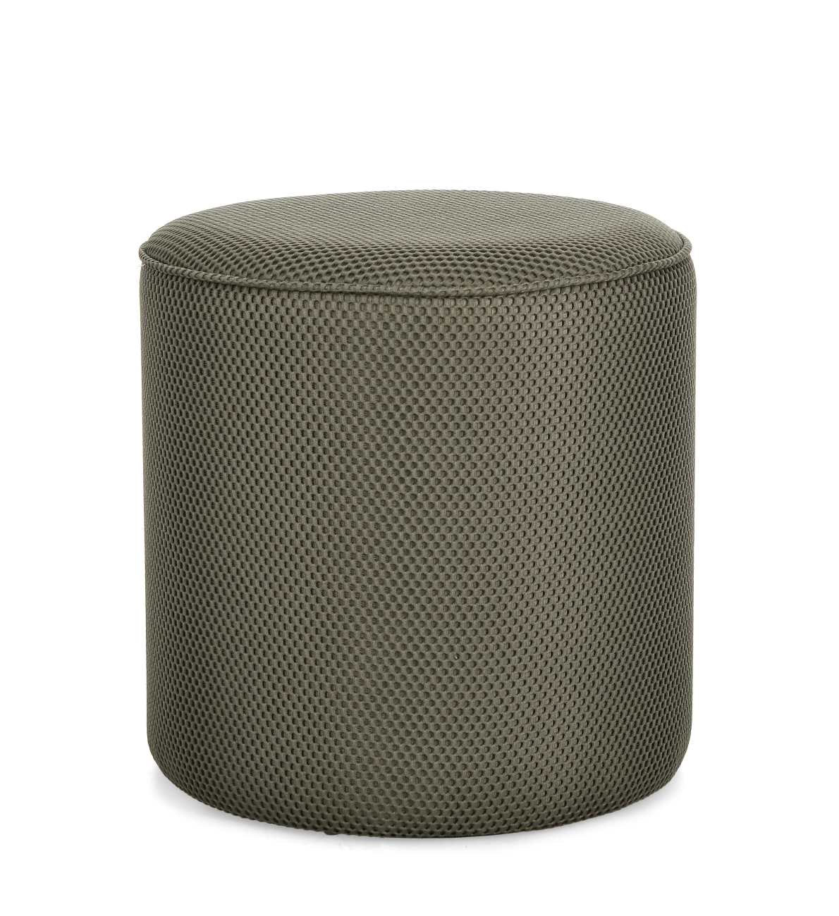 Pouf Olesya aus Waben-Stoff Ø 42 cm, Dunkelgrün Pouf Olesya aus Waben-Stoff Ø 42 cm, Dunkelgrün