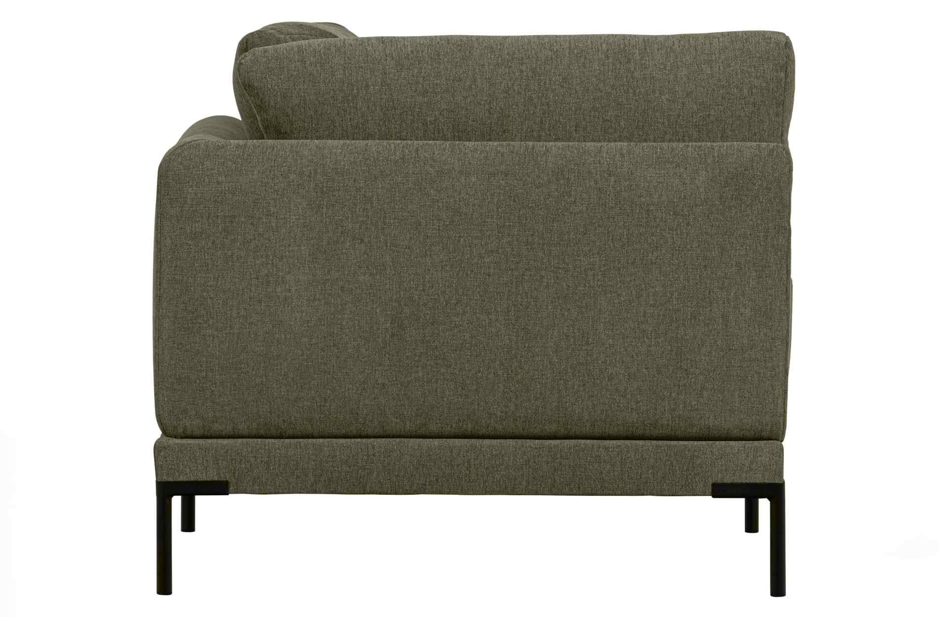 Das Modulsofa Couple Lounge überzeugt mit seinem modernen Design. Das Eck-Element wurde aus Melange Stoff gefertigt, welcher einen einen grünen Farbton besitzen. Das Gestell ist aus Metall und hat eine schwarze Farbe. Das Element hat eine Länge von 100 cm