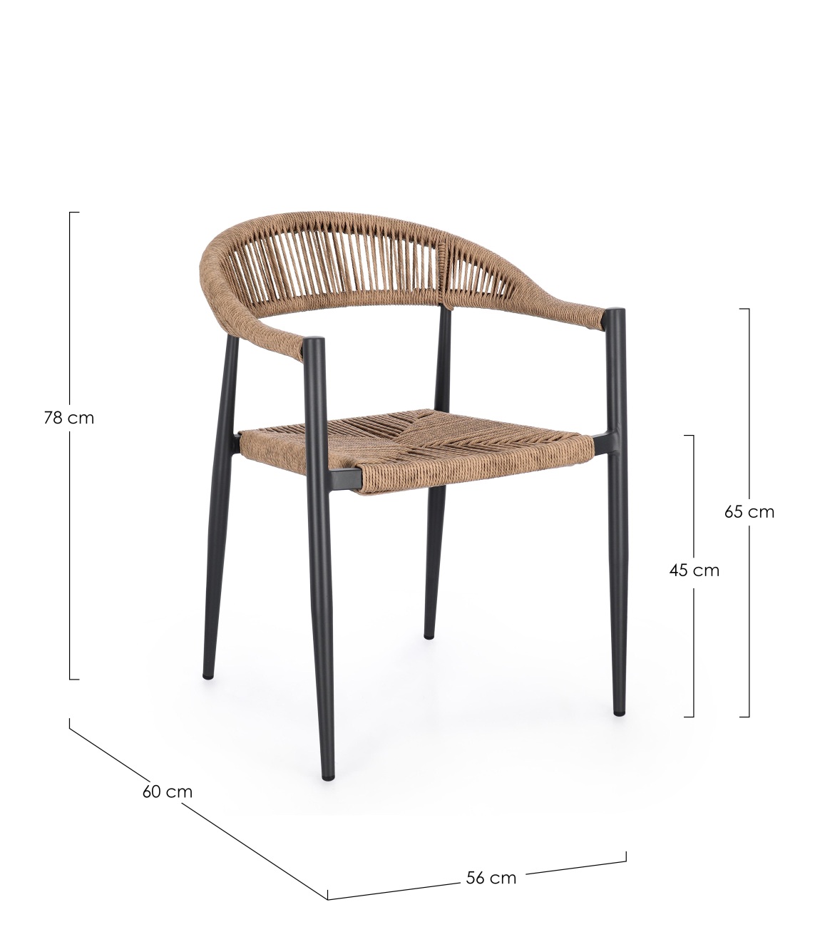 Gartenstuhl Jandia aus Aluminium, Anthrazit / Natur