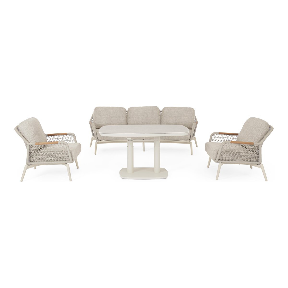 Gartencouchtisch Talete Höhenverstellbar - Aluminium & Stein, 135 x 83 cm, Palikan