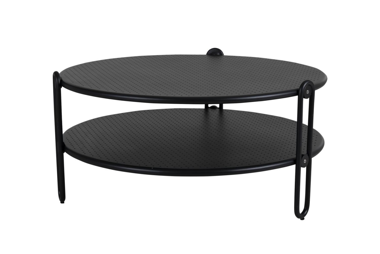 Der Gartencouchtisch Blixt überzeugt mit seinem modernen Design. Gefertigt wurde die Tischplatte aus Metall und besitzt einen schwarzen Farbton. Das Gestell ist auch aus Metall und hat eine schwarze Farbe. Der Tisch besitzt eine Länger von 85 cm.