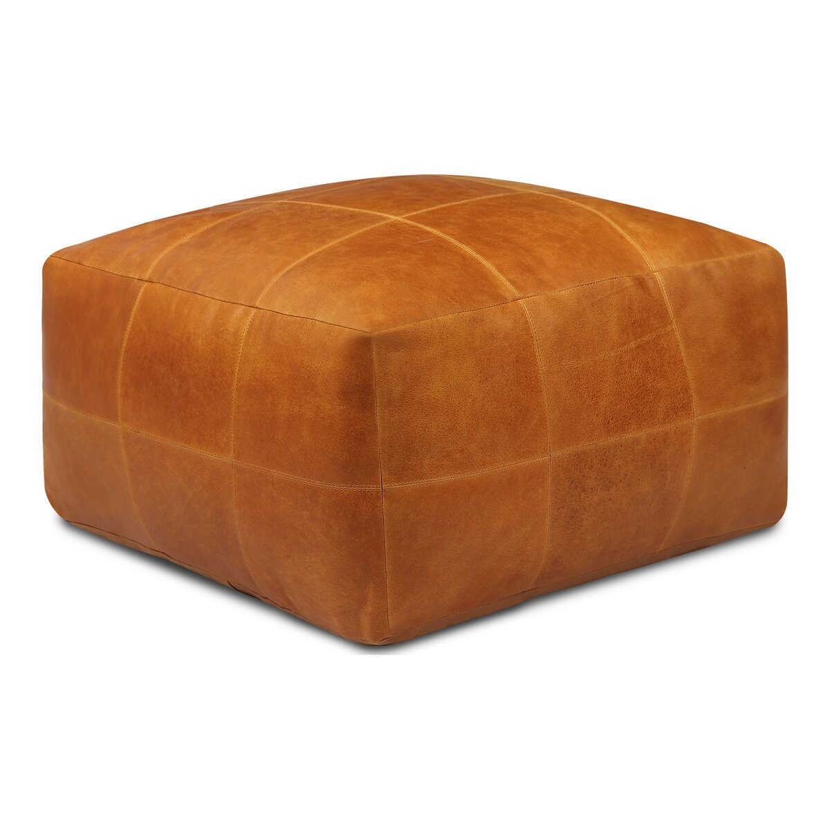 Pouf Anneta aus Leder 75x75 cm, Cognac