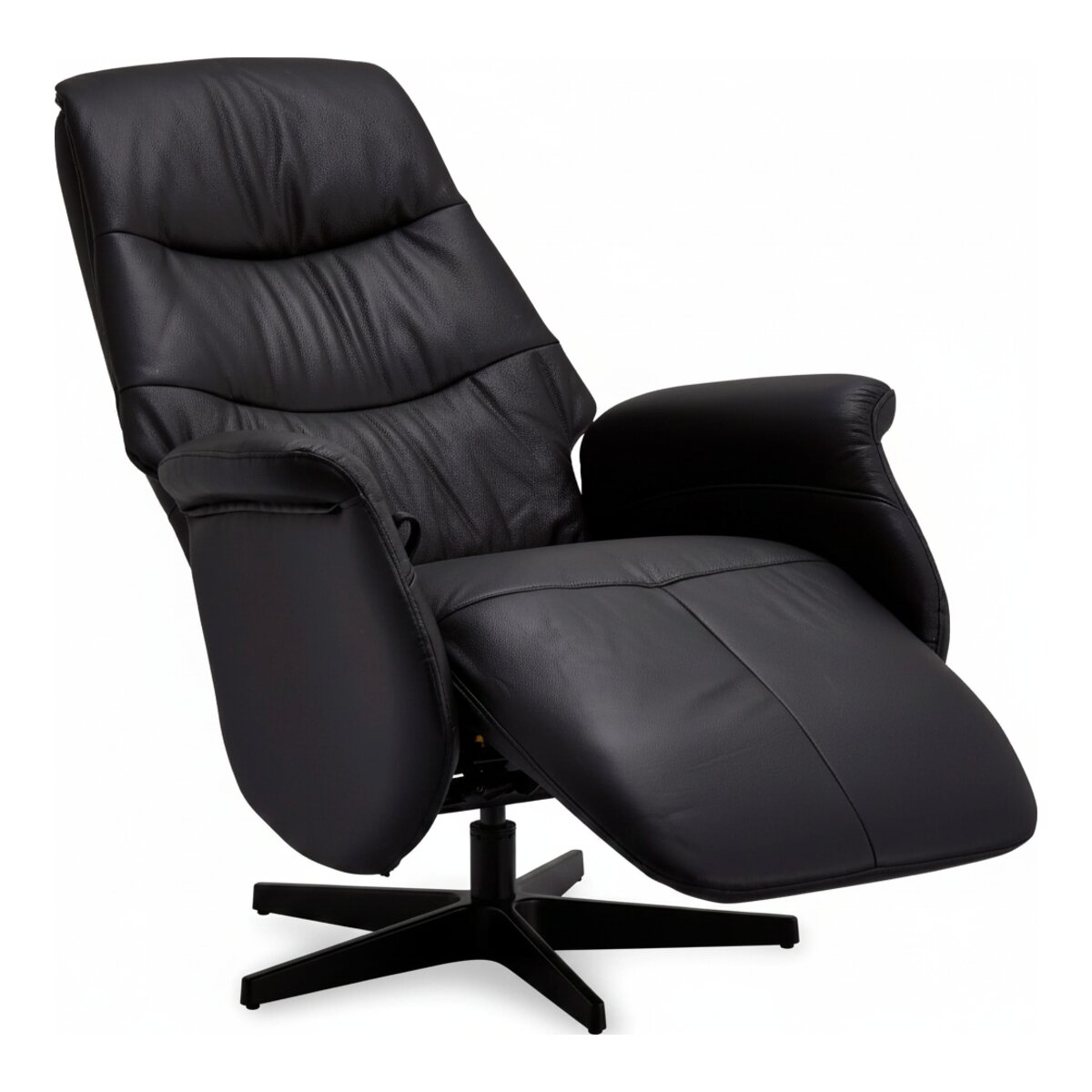 Relaxsessel Atella Schwarz Leder/PVC - Drehsessel mit Liegefunktion & Fußstütze
