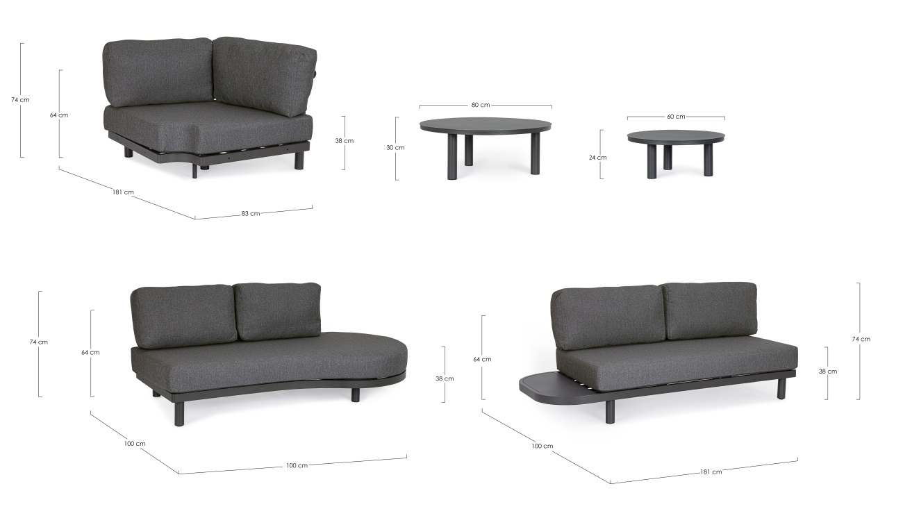 Gartenecksofa Hercules Inkl. Couchtisch-Set, Anthrazit