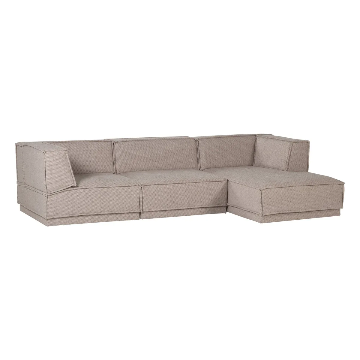 Ecksofa Chaiselongue Manu - Chenille-Stoff Natur, Rechts