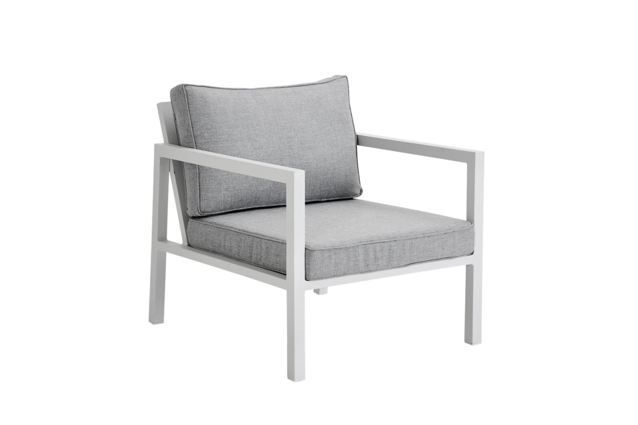 Der Gartensessel Belfort überzeugt mit seinem modernen Design. Gefertigt wurde er aus Metall, welches einen weißen Farbton besitzt. Das Gestell ist auch aus Metall. Die Sitzhöhe des Sessels beträgt 41 cm.