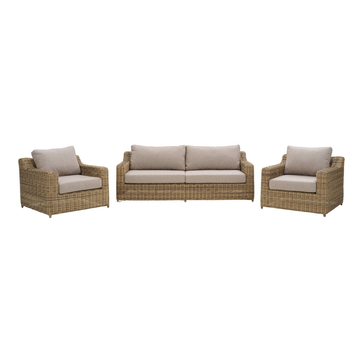 Gartensofa Glendon 2,5-Sitzer, Polyrattan & wasserabweisender Stoff, Natur