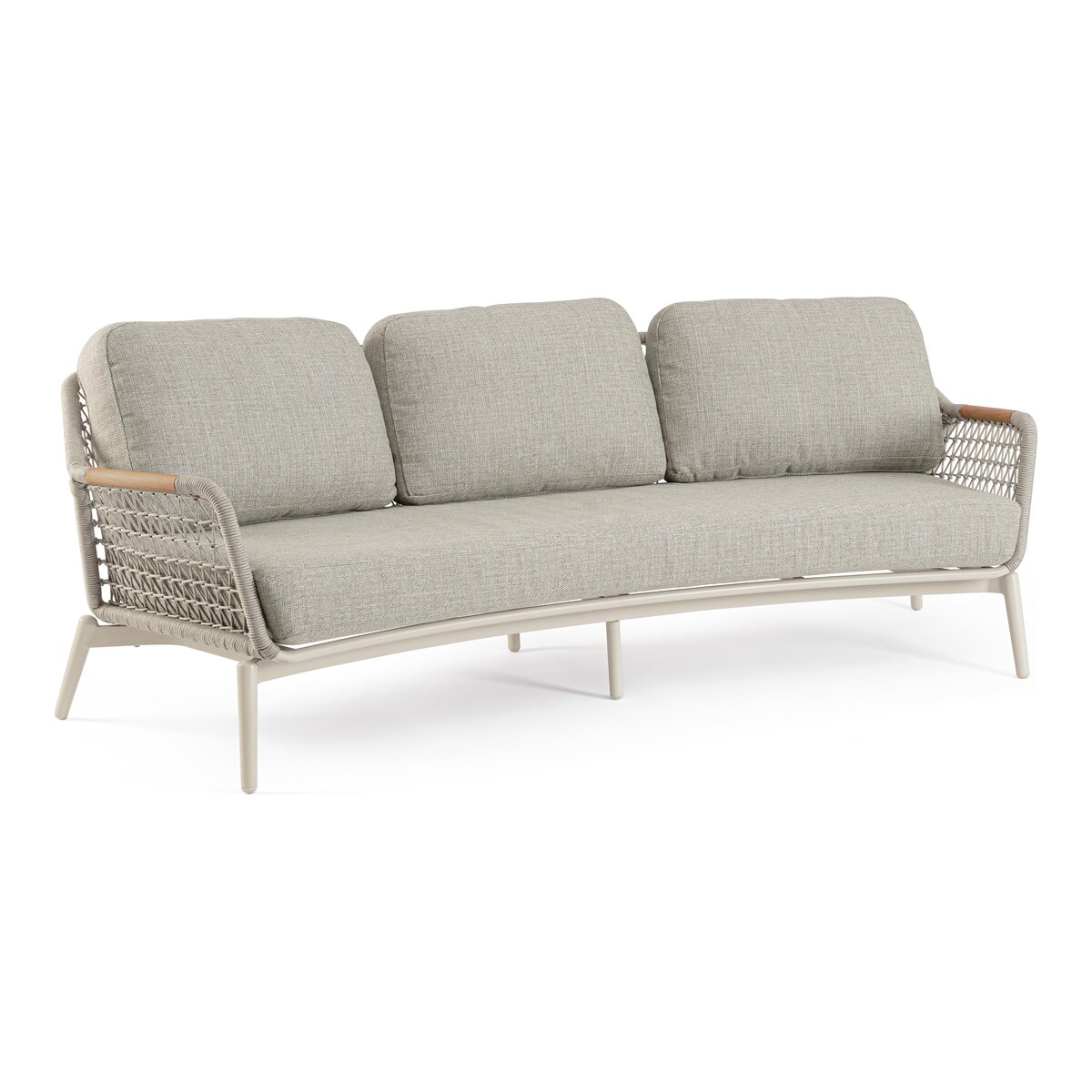3-Sitzer Gartensofa Eulero - Aluminium Pelikan & Olefin-Geflecht Grau, inkl. Kissen