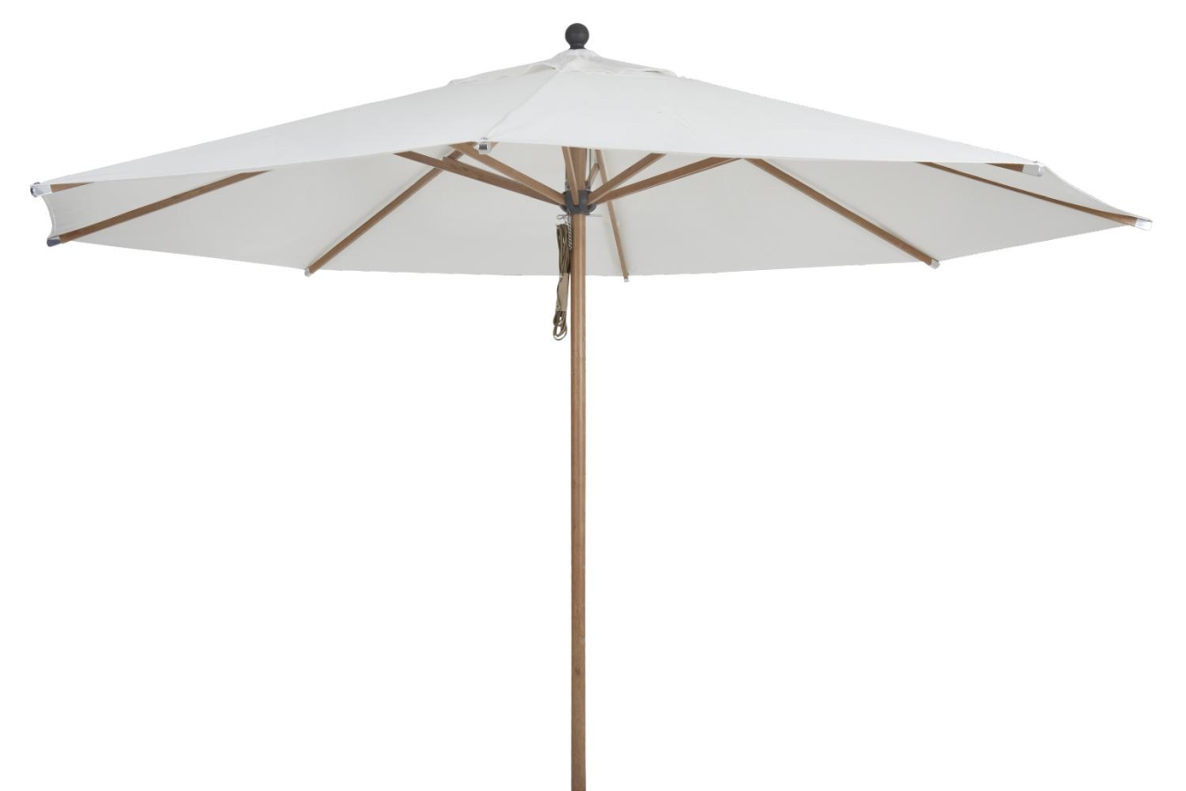 Der Sonnenschirm Paliano überzeugt mit seinem modernen Design. Gefertigt wurde er aus Kunstfasern, welcher einen weißen Farbton besitzt. Das Gestell ist aus Metall und hat einen Holz-Optik. Der Schirm hat einen Durchmesser von 350 cm.
