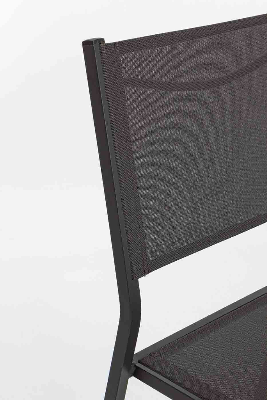 Gartenstuhl Hilde ohne Armlehne und stapelbar. Gestell aus Aluminium und Textilene als Sitzfläche