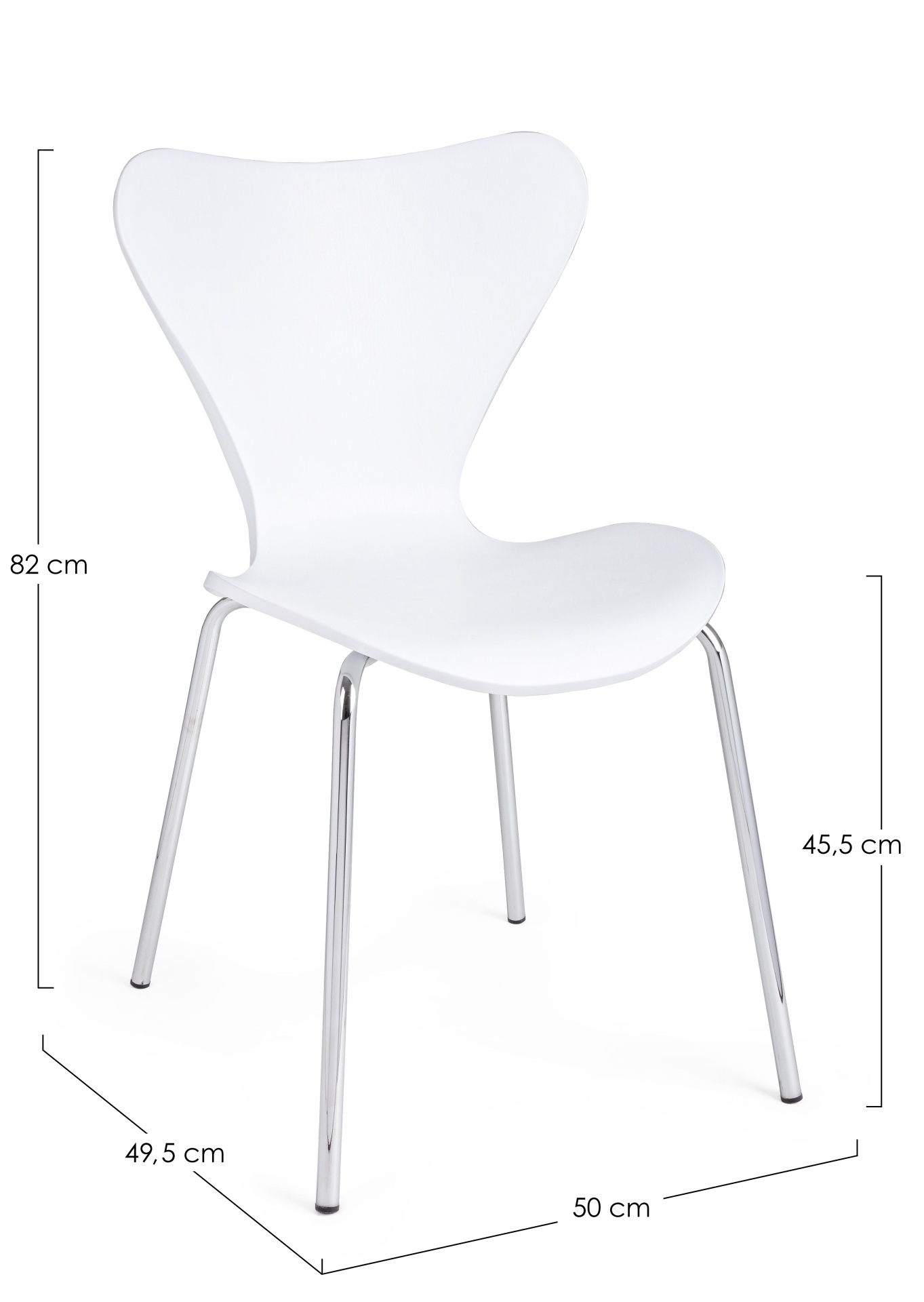 Der Stuhl Tessa überzeugt mit seinem modernem Design. Gefertigt wurde der Stuhl aus Kunststoff, welcher einen weißen Farbton besitzt. Das Gestell ist aus Metall und ist in einer silbernen Farbe. Die Sitzhöhe beträgt 45 cm.