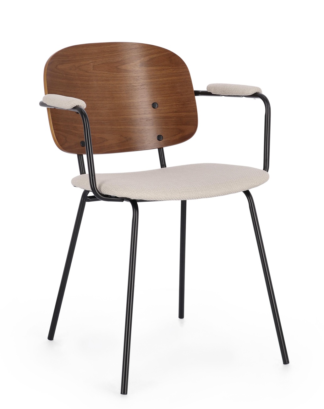 Der Esszimmerstuhl Sienna überzeugt mit seinem modernen Stil. Gefertigt wurde er aus Stoff, welcher einen Beigen Farbton besitzt. Das Gestell ist aus Metall und hat eine schwarze Farbe. Der Stuhl besitzt eine Sitzhöhe von 48 cm.