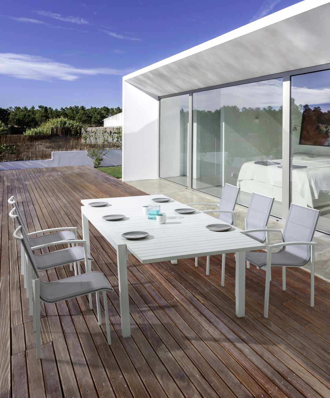 Gartenesstisch Pelagius 135-270x90 cm, Weiß