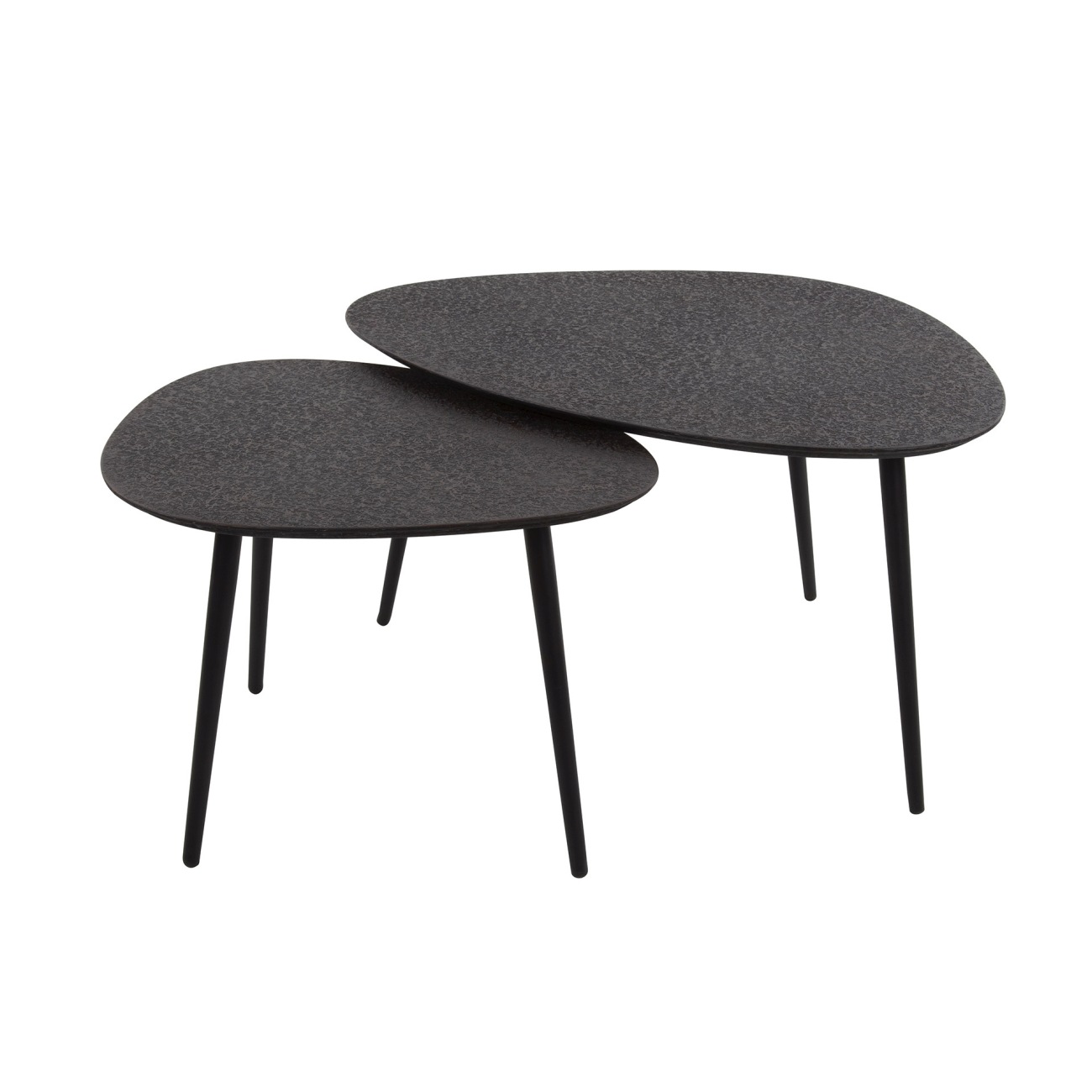 2er-Set Couchtisch Metlule - Metall in Schwarz, Dreieckig