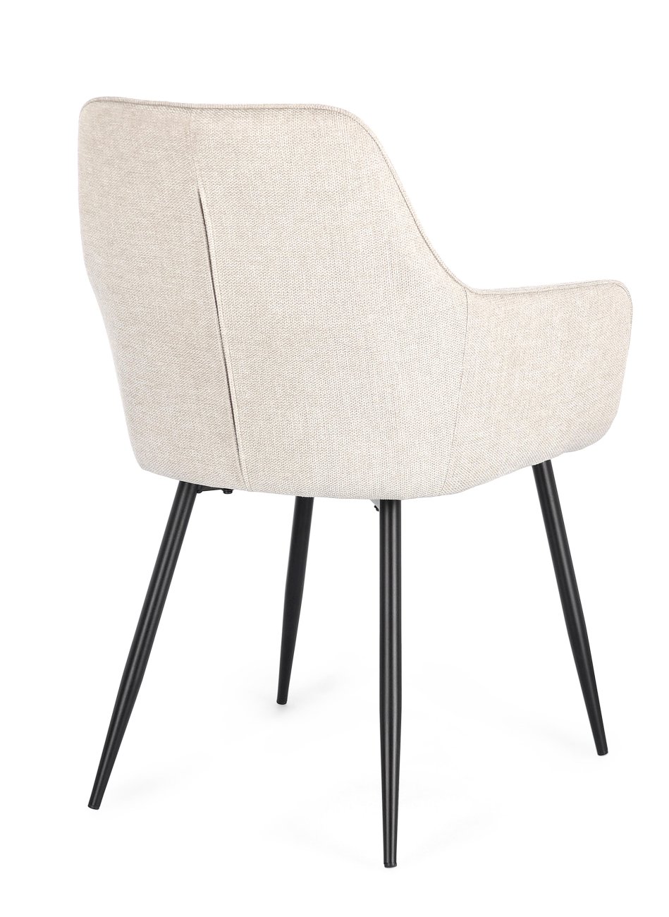 Esszimmerstuhl Cora 2er-Set mit Armlehne, Beige / Schwarz