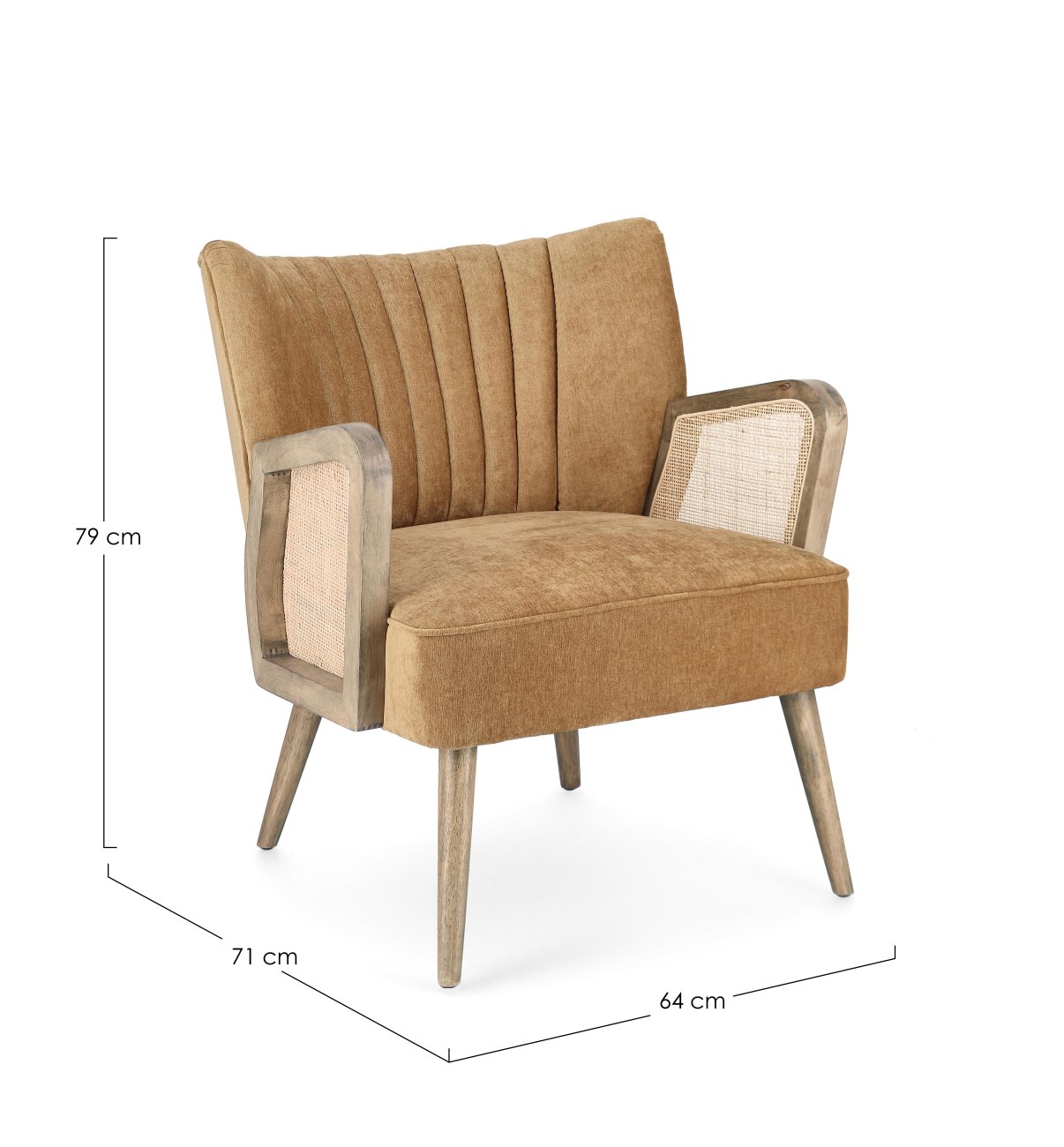 Sessel Virna aus Stoff, Senf