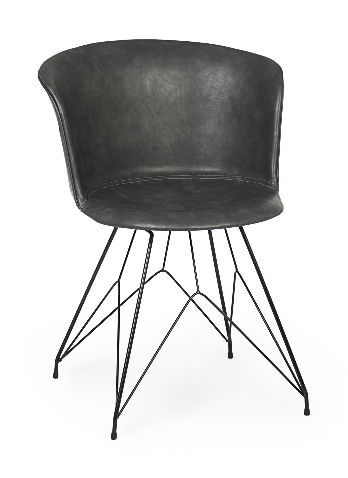 Der Esszimmerstuhl Loft überzeugt mit seinem modernem Design. Gefertigt wurde der Stuhl aus Kunstleder, welches einen Anthrazit Farbton besitzt. Das Gestell ist aus Metall und ist Schwarz. Die Sitzhöhe beträgt 45 cm.