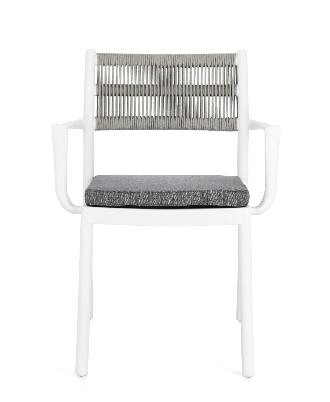 Gartenstuhl Alvin mit Armlehne, Weiß / Hellgrau